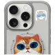 Nimmy dėklas iPhone 16 Pro Max telefonui Glasses Cool Cat MagSafe, pilkas