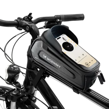Wozinsky Bicycle Frame Bag with Phone Pocket, 1.7L, Black