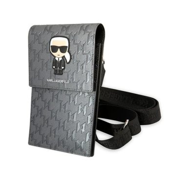 Karl Lagerfeld Ikonik Karl Monogram Patch telefono krepšelis, sidabrinis