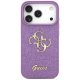 Guess dėklas iPhone 17 Pro telefonui Fixed Glitter Big 4G, alyvinis