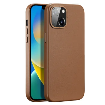 Dux Ducis Grit Case for iPhone 14 Plus MagSafe Compatible Eco Leather Brown