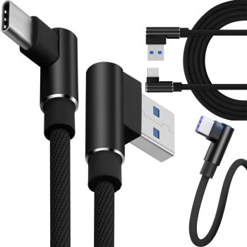Angled USB-C charging cable for phone, fast charge, 1m