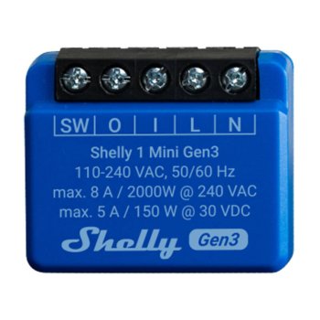 Išmanusis valdiklis Shelly 1 Mini Gen3, WiFi / Bluetooth