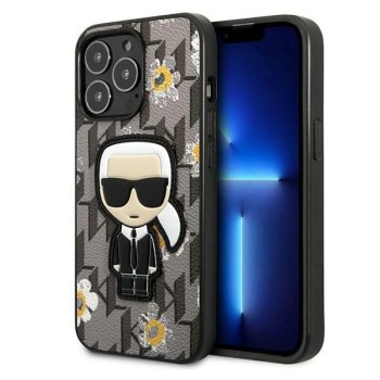 Karl Lagerfeld Flower Ikonik Karl dėklas iPhone 13 / 13 Pro, pilkas