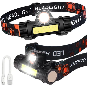 Įkraunamas COB LED galvos žibintuvėlis „4-in-1“ su magnetu, juodas