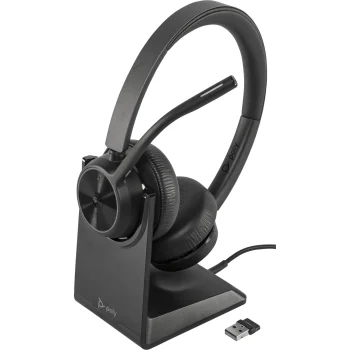 HP Poly Voyager 4320 MS Stereo belaidės ausinės su stovu, USB-C