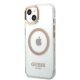 Guess Metal Outline MagSafe dėklas telefonui iPhone 13, permatomas / auksinis