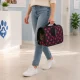 M dydžio transportavimo krepšys šunims ir katėms, 37x23x18 cm, juodas su rožinėmis pėdutėmis