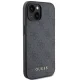 Guess 4G Metal Gold Logo dėklas iPhone 15 Plus / 14 Plus, pilkas