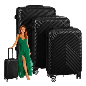 Trizand 3-in-1 ABS lagaminų rinkinys, juodas