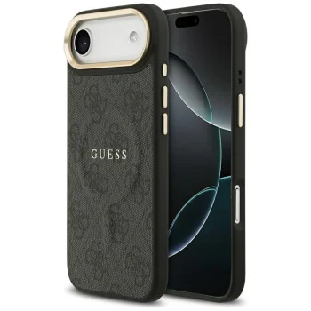 Guess dėklas iPhone 17 Air telefonui 4G PU Classic Logo MagSafe, juodas