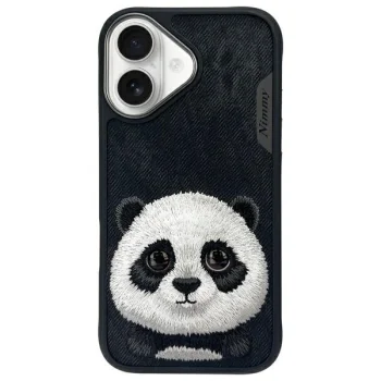 Nimmy Big Eyed Pet 2.0 Panda dėklas, skirtas iPhone 16, juodas