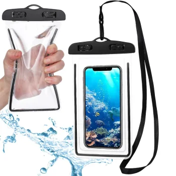 Waterproof Phone Case pouch up to 6.5 Inches with Lanyard, Black