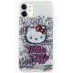 Hello Kitty iPhone 11 / XR dėklas IML Kitty On Bricks Graffiti, baltas
