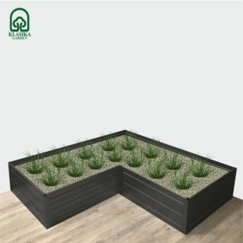 Klasika Garden L formos pakelta lysvė, dažytas metalas, 150x150x30 cm