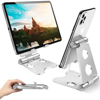 Metalinis telefono ir planšetės stovas, sidabrinis