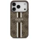 Dėklas Guess 4G Printed Stripes MagSafe, skirtas iPhone 17 Pro, rudas