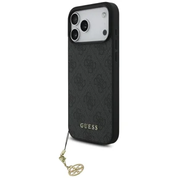 Guess 4G Charms Collection MagSafe dėklas iPhone 17 Pro Max, juodas
