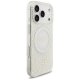 Guess IML Flowers Electro dėklas su perlų dirželiu iPhone 17 Pro, baltas
