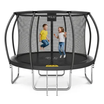 Sodo batutas 4FIZJO PRO 366 cm 12FT su tinklu ir kopėčiomis, juodas