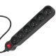 Maclean MCE225 Power Strip, 6 Outlets, with Switch, 1.5m, 2300W, Black