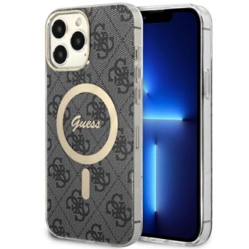 Guess dėklas iPhone 13 Pro Max telefonui 4G MagSafe, juodas