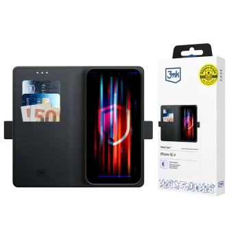 Atverčiamasis dėklas 3mk Wallet Case skirtas iPhone 17e / 16e, juodas