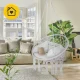 Boho stiliaus pakabinamas sodo krėslas-sūpynės su pagalve, pilkas