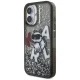Karl Lagerfeld Liquid Glitter Choupette Logo iPhone 16 dėklas, juodas