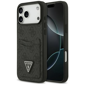 Guess 4G Double Card Triangle dėklas iPhone 17 Pro Max telefonui, juodas