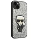Karl Lagerfeld Glitter Flakes Ikonik dėklas skirtas iPhone 14 Plus, sidabrinis
