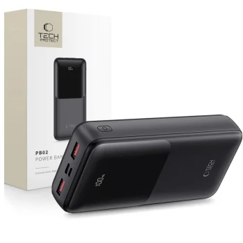 Tech-Protect PB02 išorinė baterija, 20000mAh, 22.5W, juoda