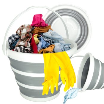 Collapsible silicone bucket with handle, 10L, grey