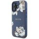 Guess Grained Printed Flower Pattern MagSafe dėklas telefonui iPhone 16, mėlynas