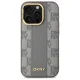 DKNY Leather Checkered Mono Pattern MagSafe dėklas iPhone 14 Pro, smėlio spalvos