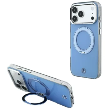 Mercedes with ring Stand and Iconic Logo MagSafe dėklas iPhone 18 Pro / 17 Pro, mėlynas
