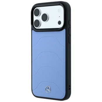 Mercedes dėklas iPhone 18 Pro Max / 17 Pro Max Leather Mesh MagSafe, mėlynas
