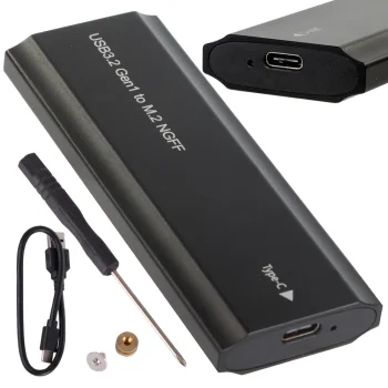 M.2 SATA NGFF disko dėklas USB 3.1 Type-C (2230–2280 mm), juodas