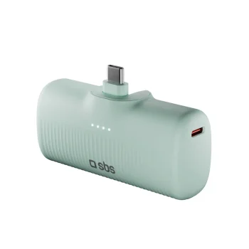SBS EcoPower išorinė baterija 5000 mAh, 10W su USB-C jungtimi, žalia