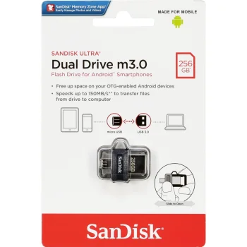USB atmintinė SanDisk Ultra Dual Drive m3.0 256 GB Micro-USB USB-A SDDD3-256G-G46