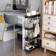 Modernhome PJJKT0104 Plastic Bathroom Shelf with 4 Tiers and Wheels, Black