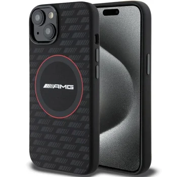 Mercedes AMG Silicone Carbon Pattern MagSafe dėklas iPhone 13 / 14 / 15, juodas