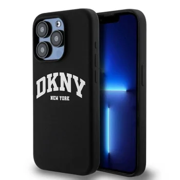 DKNY Liquid Silicone dėklas, skirtas iPhone 14 Pro, su MagSafe, juodas