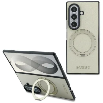 Guess Magnetic Ring Stand dėklas Samsung Galaxy Z Fold 8 Ultra, smėlio spalvos