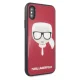 Karl Lagerfeld Iconic Glitter Karl`s Head dėklas iPhone X / Xs, Raudonas