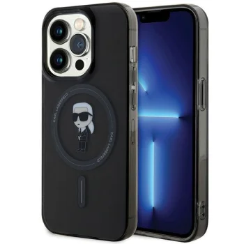 Karl Lagerfeld iPhone 15 Pro Case IML Ikonik MagSafe, Black