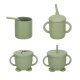 Children\'s silicone tableware set with crab plate, 19 pieces, green