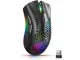 Belaidė kompiuterio pelė 2.4GHz su RGB apšvietimu, 1600 DPI, juoda