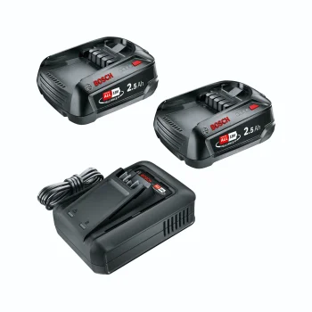 Bosch 18V Pradinis Rinkinys: 2x 2.5Ah Akumuliatoriai, Įkroviklis