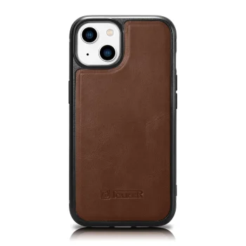 „iCarer Leather Oil Wax“ natūralios odos dėklas „iPhone 14 Plus“ su „MagSafe“, rudas (WMI14220719-BN)
